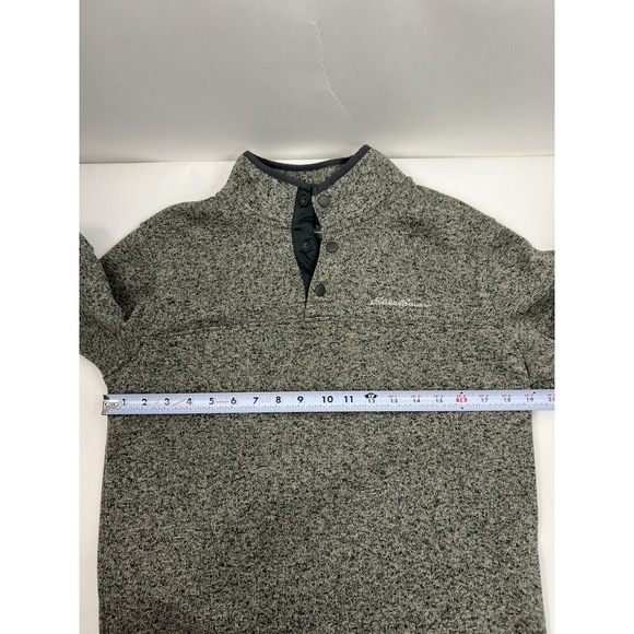 Eddie Bauer Pullover Men's Sz M Gray Long Sleeve Logo‎ Collar 3 Snaps - Picture 7 of 9